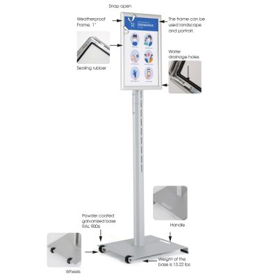 pedestal-outdoor-sign-holder-silver-11x17-inch-aluminum-snap-poster-frame-floor-standing-roll-on-wheels (2)