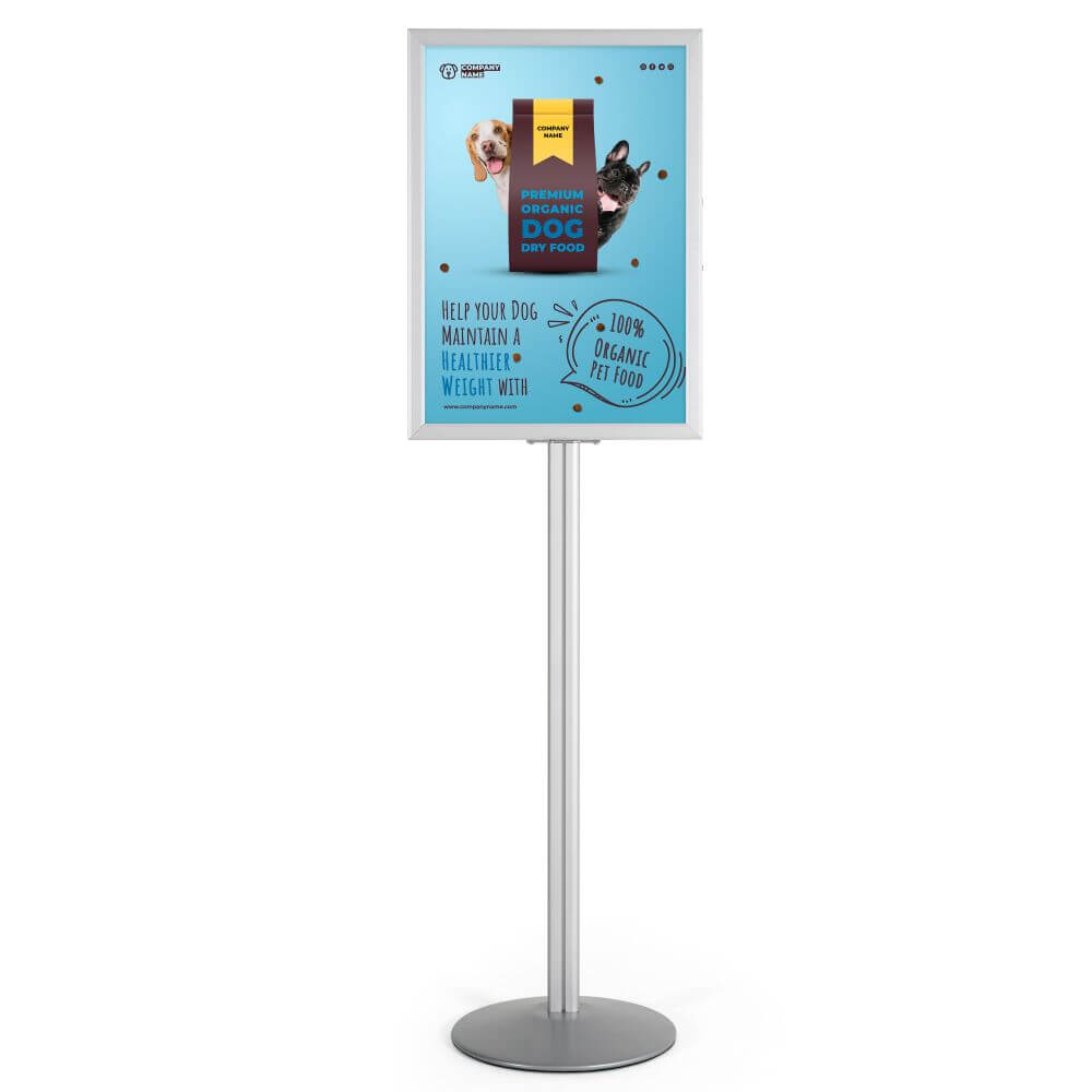 Pedestal Sign Holder Stand, Silver - Double Sided - Displays Market