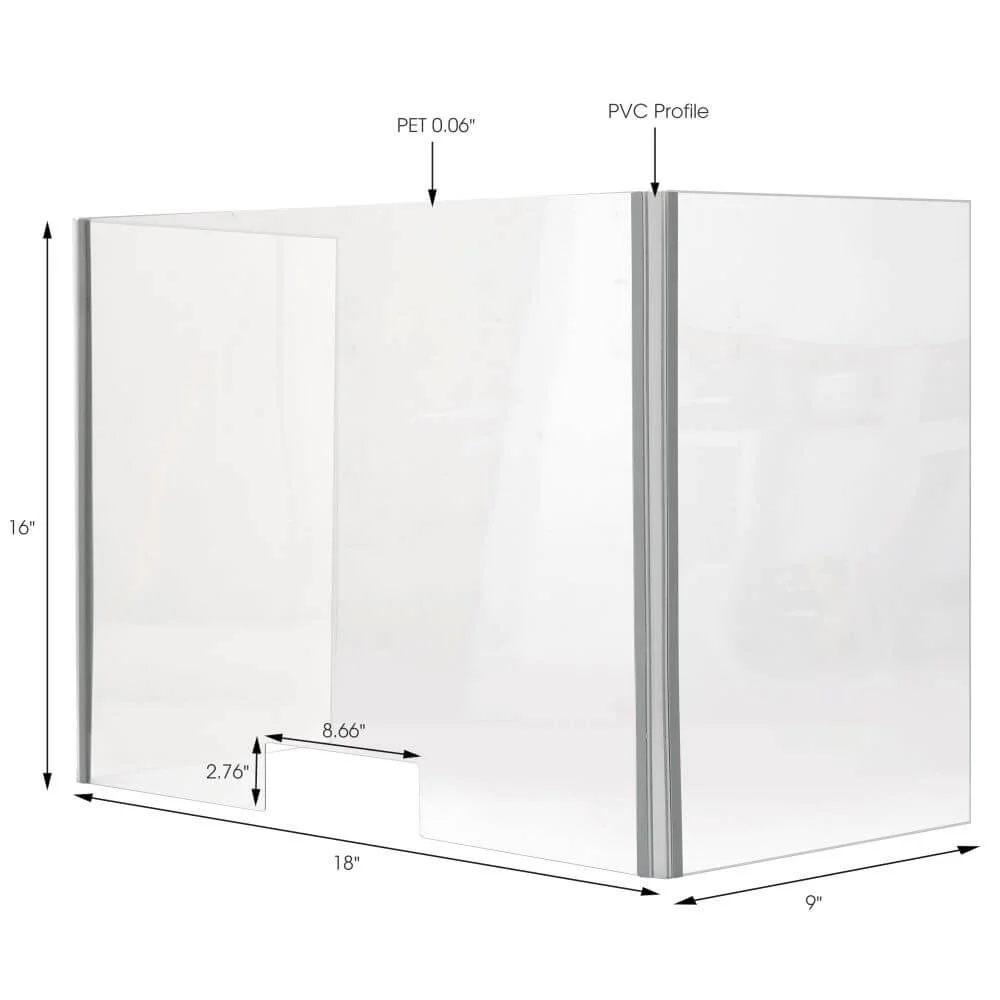 foldable-sneeze-guard-with-slot-cough-barrier-student-desk-divider-18x-16-x-9 (2) Foldable Sneeze Guard with Slot for Student Desk - Cough Barrier With measurements