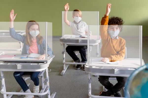 Foldable Sneeze Guard with Slot for Student Desk - Cough Barrier in classroom