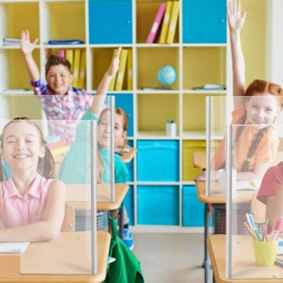 Foldable Sneeze Guard with Slot for Student Desk - Cough Barrier in classroom