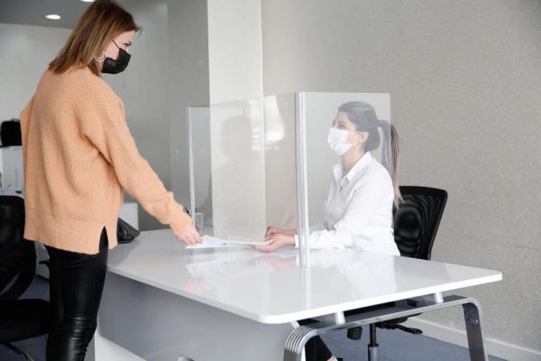 Foldable Sneeze Guard with Slot for Student Desk - Cough Barrier