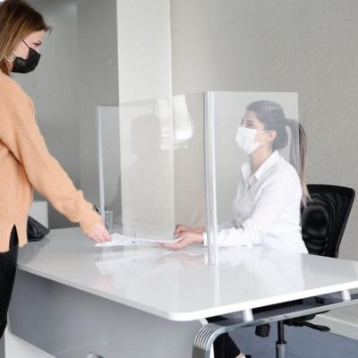 Foldable Sneeze Guard with Slot for Student Desk - Cough Barrier