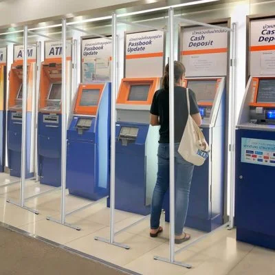 Clear Wall separating ATM Machines