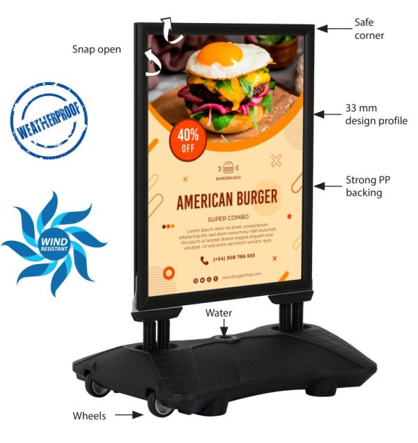 WindPro Lite Water Base Weather Resistant Sidewalk Sign Holder