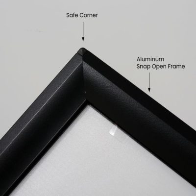 Corner of the WindPro Black Frame Waterbase Outdoor Sidewalk Sign