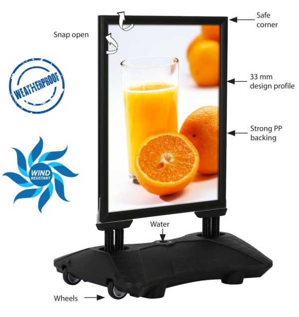 Outdoor Sidewalk Sign Holder - Black 30x40