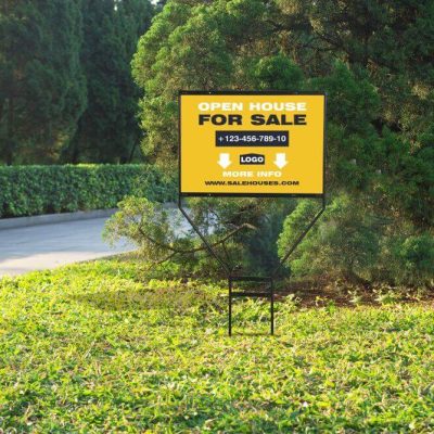 H Frame Real Estate Yard Sign Post - Banjo Style advertising an open house