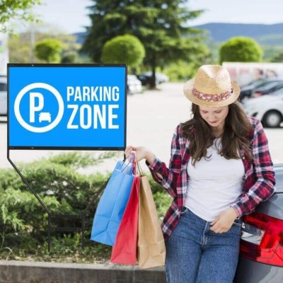 H Frame Real Estate Yard Sign Post - Banjo Style displaying a parking zone