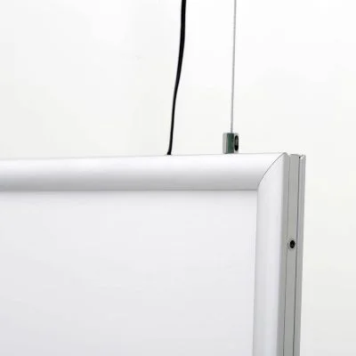 The top corner of the double sided LED Light Snap Poster Frame