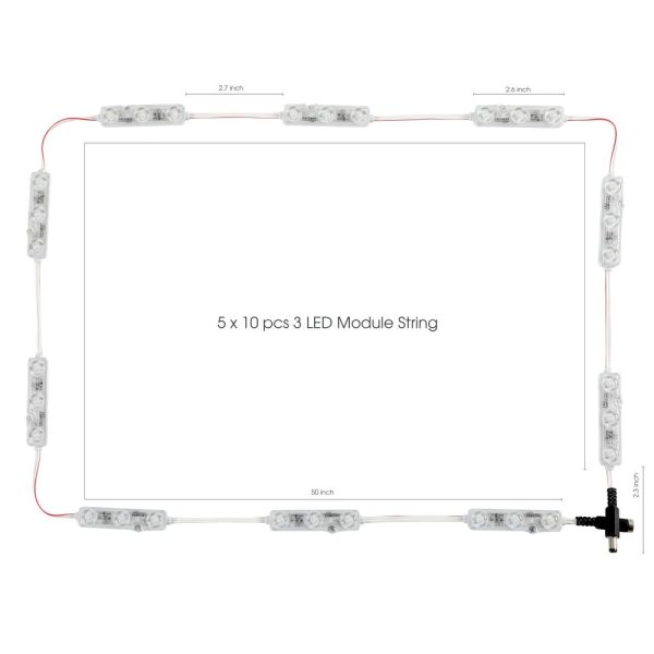 5x10 pcs 2835 3 LED Module 3000K White 100LM 160 deg Lens Letter Sign Billboard Backlight (5)