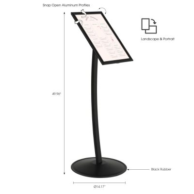 Pedestal Sign Holder Restaurant Menu Board Floor Standing 11x17 Black (2)