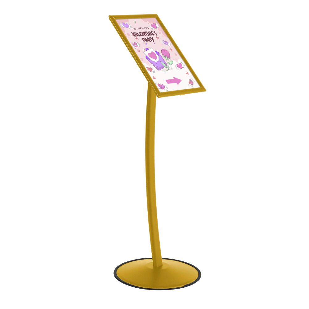 Pedestal Sign Holder Restaurant Menu Board Floor Standing 11x17 Gold