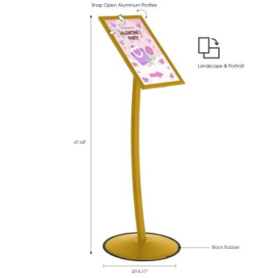 Pedestal Sign Holder Restaurant Menu Board Floor Standing 11x17 Gold (2)