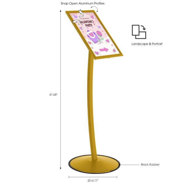 Pedestal Sign Holder Restaurant Menu Board Floor Standing 11x17 Gold (2)