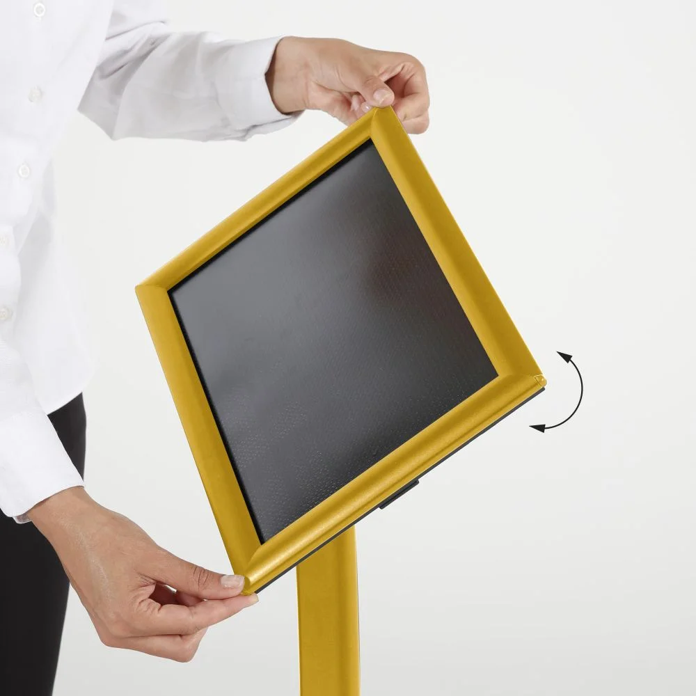 Pedestal Sign Holder Restaurant Menu Board Floor Standing 11x17 Gold (3) Pedestal Sign Holder Restaurant Menu Board Floor Standing 11x17 Gold (3)