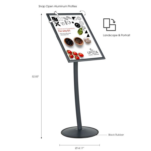 Pedestal Sign Holder Restaurant Menu Board Floor Standing 18x24 Anthracite Gray (2)
