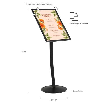 Pedestal Sign Holder Restaurant Menu Board Floor Standing 18x24 Black (2)