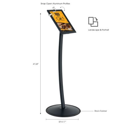 Pedestal Sign Holder Restaurant Menu Board Floor Standing 8.5x11 Anthracite Gray (2)