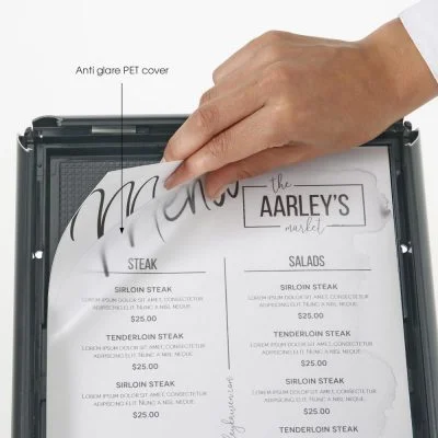 Pedestal Sign Holder Restaurant Menu Board Floor Standing 8.5x11 Anthracite Gray (5)