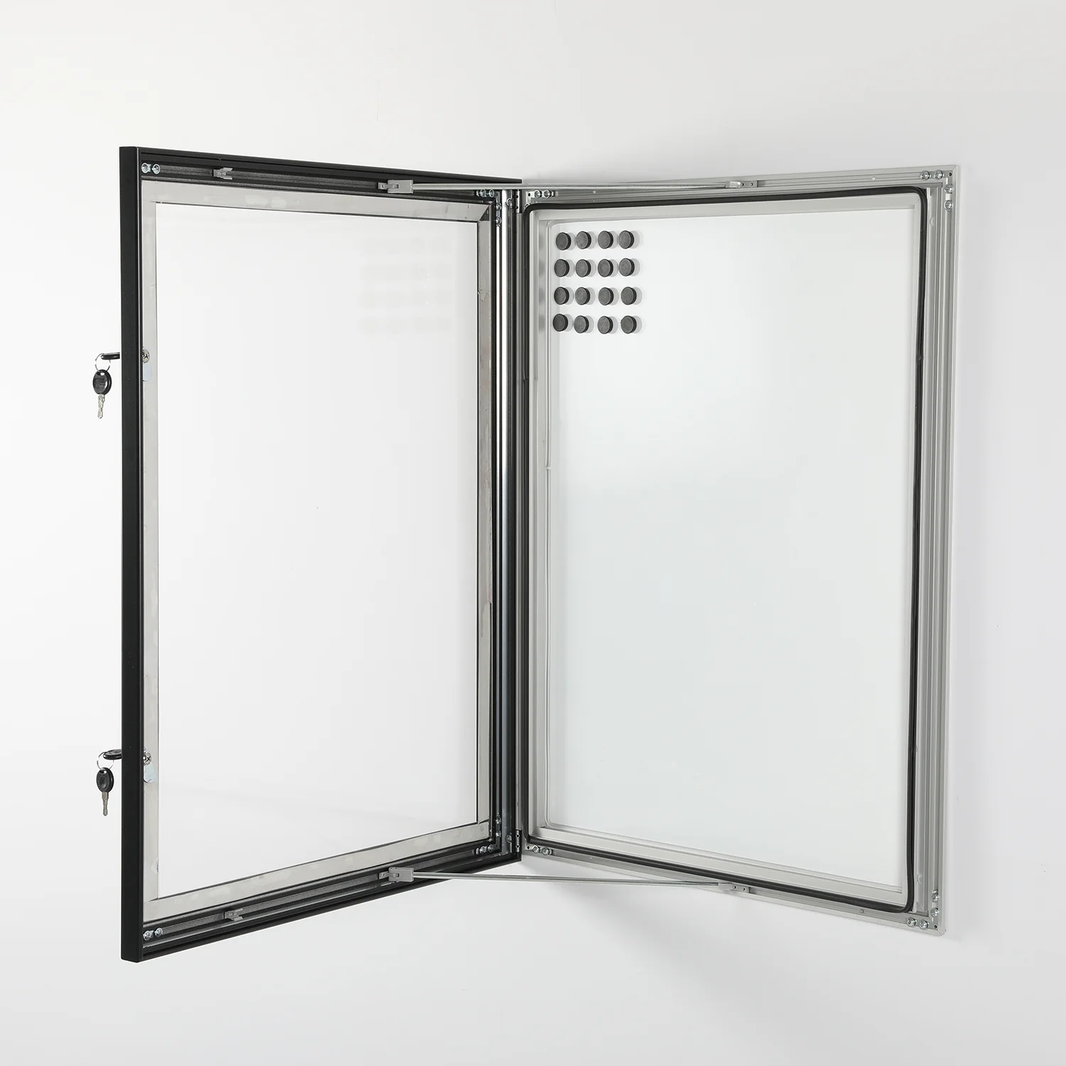 Lockable Sealed Magnetic Showboard 4x(8.5x11) Inches Aluminum Black (4)