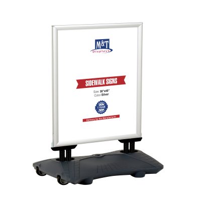 WindPro Lite Water Base Weather Wind Resistant Outdoor Pavement Sidewalk Sign Holder 30" x 40" Silver