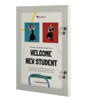 Lockable Sealed Poster Showboard 36x48 Inches Aluminum Silver
