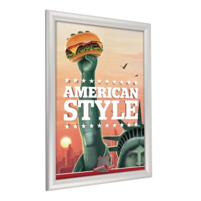 8.5x11 Security Snap Poster Frames - 1 inch Silver Color Mitered Profile 5 Pack