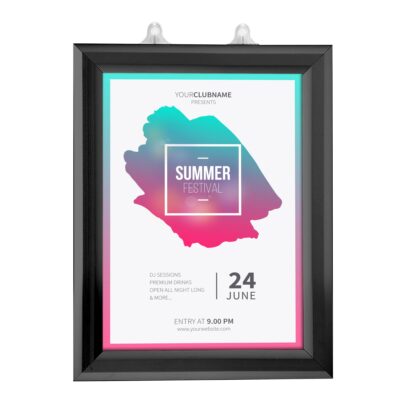 8.5x11 Slide In Frame - 1 inch Silver Mitred Profile Double Sided